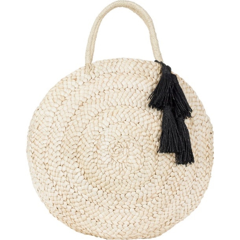 L*SPACE Round Raffia Beach Bag with Tassel